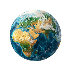 Realistic planet earth globe floating in space with continents oceans clouds vivid colors