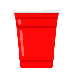 Red beer cup vector. Red plastic cup isolated on PNG.