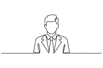 Businessman line icon. Man in tie. Occupation concept. Can be used for topics like top management, banking. one line Icon drawing. with white background
