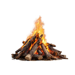 Vibrant bonfire blaze burning brightly isolated against a solid backdrop warm and fiery outdoor event.
