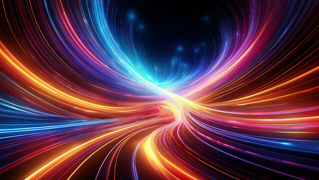 Dynamic Flow of Light Abstract Futuristic Background with Neon Colors