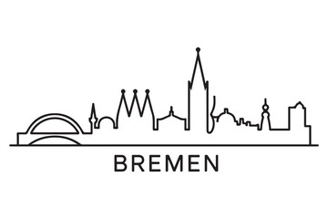 Bremen Line Art skyline silhouette. Black Bremen city design. with white background