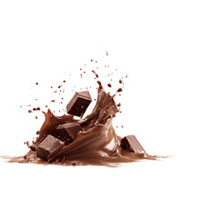 Fototapeta premium Dynamic chocolate splash frozen in motion against a