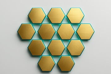Golden hexagons forming a modern geometric honeycomb pattern