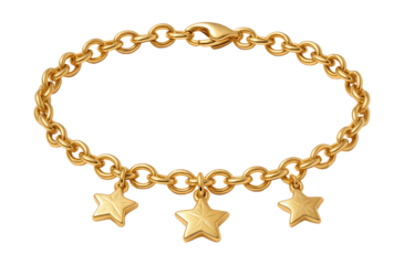 Children's bracelet with gold finish and star charms.