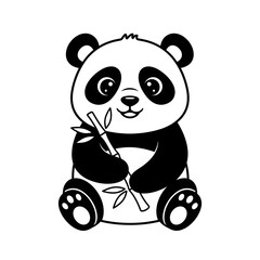 Coloring image of cute panda, black and white, crisp lines, white background, sketch style, children’s coloring book, generative AI