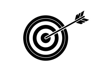 "Minimalist Archery Target with Arrow Isolated on Transparent Background PNG – Black and White Circular Design"