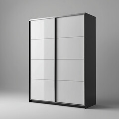 Minimalist Sliding Door Almari - Matte Black Finish on White