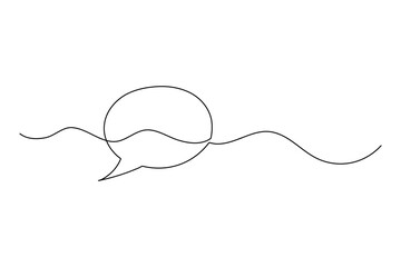 Speech bubble continuous one line drawing minimalist outline chat icon vector illustration