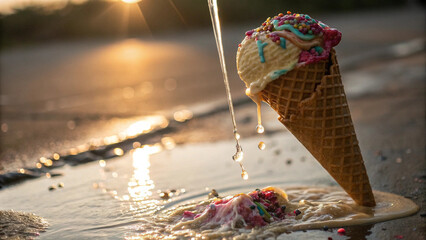Colorful Ice Cream Cone with Sprinkles
