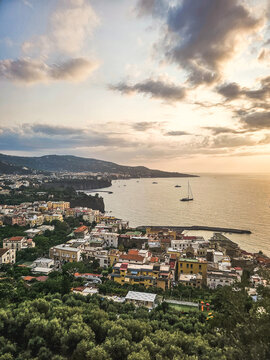 Sunset at Sorrento coast in Italy