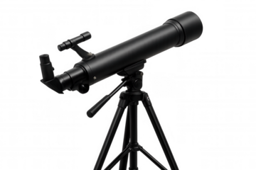 Modern telescope on tripod ready for stargazing and astronomical observation, exploring space discovery and science education