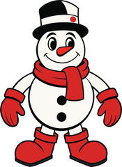 Cute snowman with red scarf and hat cartoon christmas character isolated on transparent background