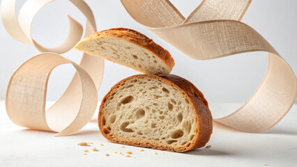 Fresh Bread Loaf Cut in Half