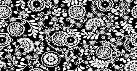 Elegant floral pattern in black and white for textile design