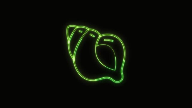 Shellfish Icon Neon Seamless Loop 4K with Black Background Animated Promotional Typography for Video Editing