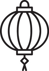 Black and White Line Drawing of a Traditional Chinese Lantern