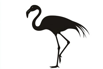 Obraz premium Flamingo silhouette isolated on white background with elegant stance