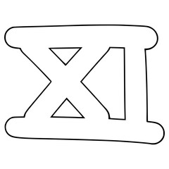 doodle of the Roman numeral 11 hand drawn outline vector