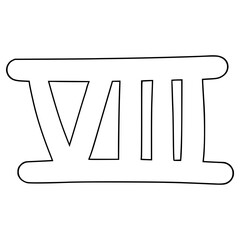 doodle of the Roman numeral 8 hand drawn outline vector