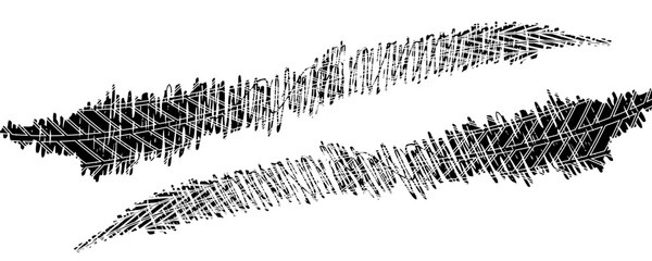 Tire tread marks, wheel textures, tire marks - car racing, motocross, drift, rally, off-road and others. Vector black isolated texture in grunge © ach