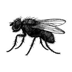 House Fly Illustration (Black and White)