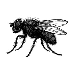 House Fly Illustration (Black and White)