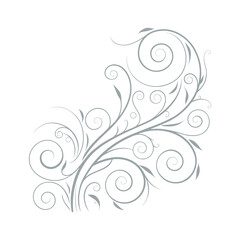 Elegant Grey Swirls and Flourishes on a White Background Keywords: abstract, art, background, border, curves, decorative, design, element