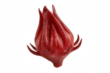 Roselle hibiscus calyx for herbal tea. Edible red tropical flower fruit ingredient, transparent background