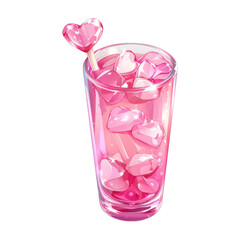 Kutae valentine's pink drink with hearts beverage photography celebratory environment close-up view love concept