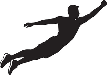 Silhouette Of Person Leaping With Arm Extended Vector Graphic Illustration