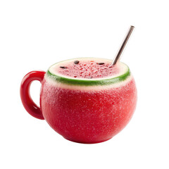 Refreshing watermelon juice in watermelon-shaped cup beverage photography bright and cheerful environment