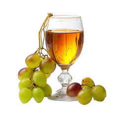 Refreshing white wine glass with fresh grapes studio setting beverage photography elegant atmosphere close-up view