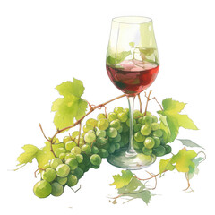 Elegant wine glass with fresh grapes still life photography minimalist style aesthetic appeal