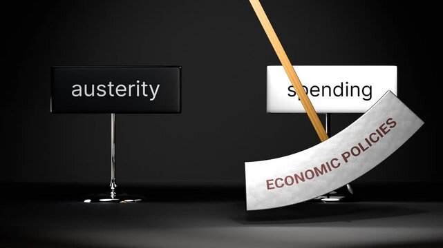 Economic policies cycles between austerity and spending. Visualizing a repeated pattern of economic policies that swings between extremities: austerity and spending.