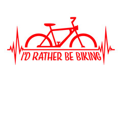 Bicycle Heartbeat I'd Rather Be Biking Pulse Frequency ECG Line