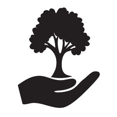 Hand holding tree icon