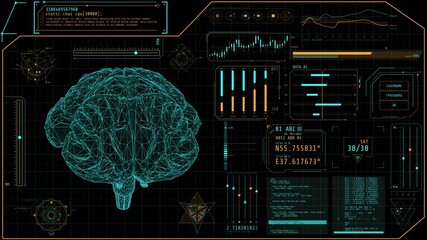 Animated display of a high-tech interface for brain research - Powered by Adobe