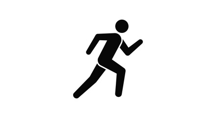 Dynamic black silhouette of a person running with arms in motion against a white background silhouette