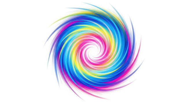 Vibrant rainbow colored vortex swirl with a bright white center