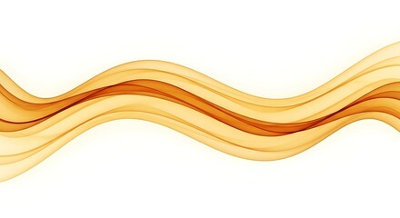 Abstract golden wave flowing smoothly across a white background, creating a sense of movement and elegance isolated on white background