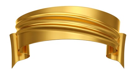 Elegant golden ribbon banner isolated on white background, perfect for adding a touch of luxury and sophistication to your design