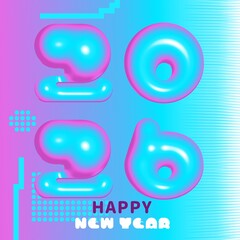 vibrant and playful 2026 new year greeting with balloon-style numbers on a gradient background