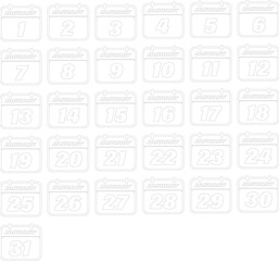 Set of calendar icon with numbers concept for date, day, event, appointment, schedule, planning, reminder, or agenda vector illustration