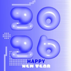 bubbly periwinkle 2026 happy new year celebration with geometric shapes