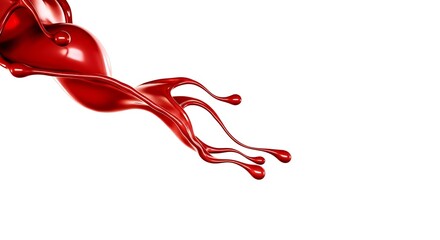 A dynamic splash of red liquid isolated on white background, creating a bold and eyecatching visual effect