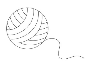 Ball of yarn - vector lineart for coloring, logo, or pictogram. Outline. Knitting yarn, ball of yarn for coloring book