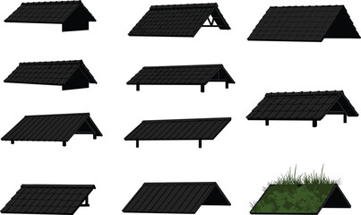 Modern roof design collection, architectural roofing styles, gable, hip, flat, green roof, construction inspiration, house architecture, sustainable building, exterior design © Md Rofequl Islam