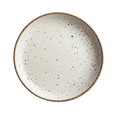 Minimalistic ceramic plate with speckled design isolated on transparent background