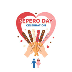 Obraz premium Illustration vector of a romantic Pepero Day celebration banner featuring Pepero sticks, chocolate biscuit sticks, and a Pocky straw stick set